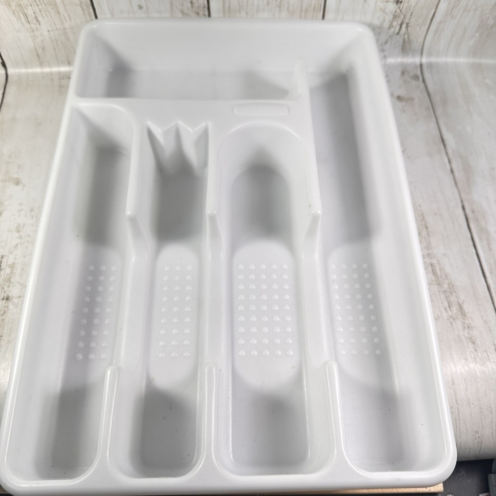 VTG Rubbermaid 2919-RD WHT Plastic Cutlery Tray, 13-1/2" x 9" x 1-3/4", White